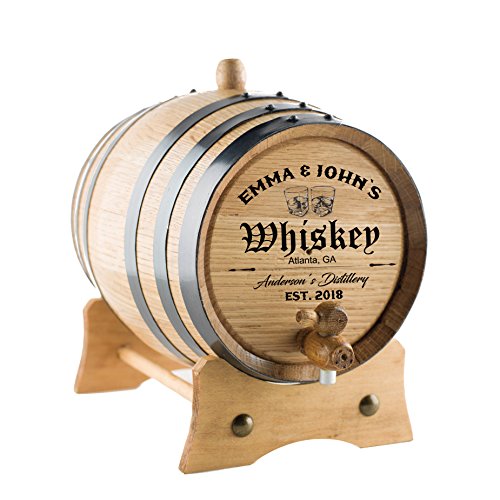 Personalized - Custom Engraved American Premium Oak Aging Barrel - Whiskey Barrel - Age your own Whiskey, Beer, Wine, Bourbon, Tequila, Rum, Hot Sauce & More | Barrel Aged (2 Liters)