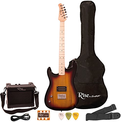 Rise by Sawtooth Left Handed 3/4 Size Electric Guitar Kit, Sunburst