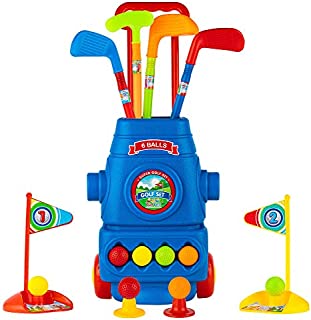 Toyvelt Kids Golf Club Set Golf Cart With Wheels, 4 Colorful Golf Sticks, 6 Balls & 2 Practice Holes Fun Young Golfer Sports Toy Kit For Boys &Girls Promotes Physical & Mental Development 2020 Edition