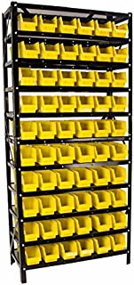 Steel Dragon Tools TLPB60 60 Parts Bin Shelving Organize with Plastic Bins for Garage, Shop, and Home Storage