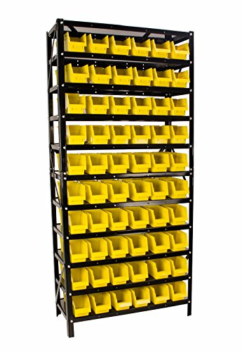 Steel Dragon Tools TLPB60 60 Parts Bin Shelving Organize with Plastic Bins for Garage, Shop, and Home Storage