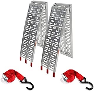 Motorhot 2 Pcs 7.5'ft Aluminum Folding Loading Ramps Top fit for Lawnmower ATV Truck Motorcycle Ramp Silver 1500lbs Capacity