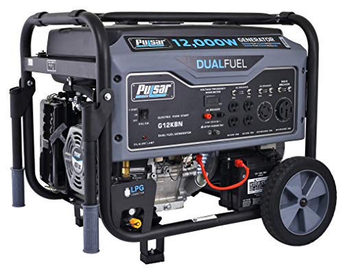 Pulsar G12KBN Heavy Duty Portable Dual Fuel Generator - 9500 Rated Watts & 12000 Peak Watts - Gas & LPG - Electric Start - Transfer Switch & RV Ready - CARB Compliant