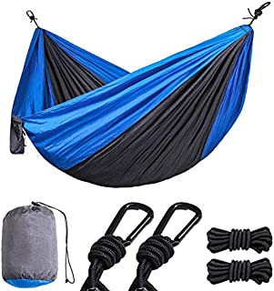 Portable Camping Hammock, ONCIN Outdoor Hammocks with Tree Straps, Carry Bag, Steel Carabiners, Lightweight Single Double Travel Hammock for Hiking Backpacking, Hammock Twin Navy & Charcoal