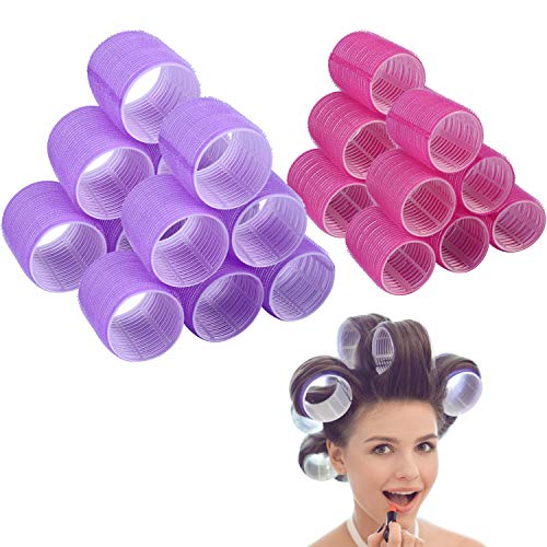 Jumbo Size Hair Roller sets, Self Grip, Salon Hair Dressing Curlers, Hair Curlers, 2 size 24 packs (12XJUMBO+12XLARGE)