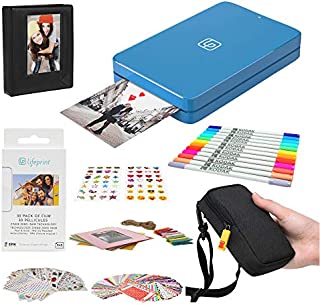 Lifeprint 2x3 Portable Photo and Video Printer (Blue) Stickers Bundle