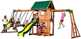 Backyard Discovery Prairie Ridge All Cedar Wood Playset Swing Set, 55006, Bronze