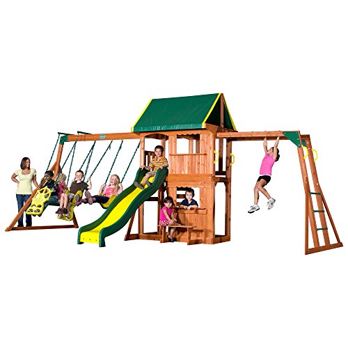 Backyard Discovery Prairie Ridge All Cedar Wood Playset Swing Set, 55006, Bronze