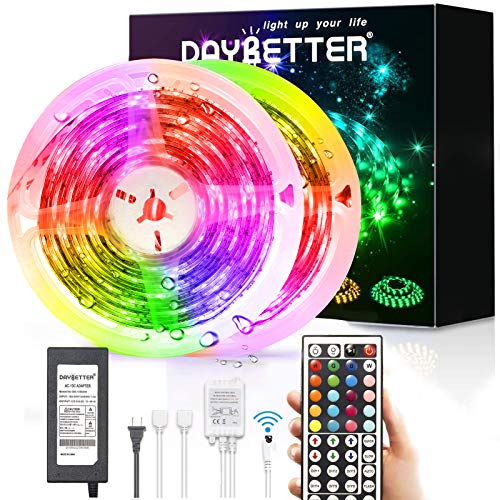 Led Strip Lights Waterproof, DAYBETTER 32.8ft LED Tape Lights Color Changing LEDs Light Strips Kit with 44 Keys Ir Remote Controller and 12v Power Supply for Indoor Outdoor Use