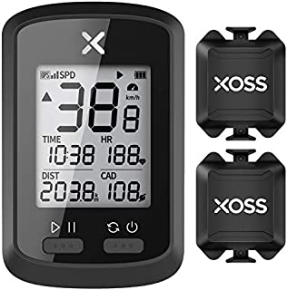 XOSS G+ GPS Bike Computer ANT+ with 2 Smart Cadence Sensor, Bluetooth Cycling Computer, Wireless Bicycle Speedometer Odometer, Waterproof MTB Tracker Fits All Bikes (Support Heart Rate Monitor)