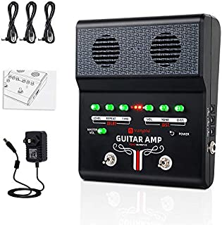 Electric Guitar Amp, Guitar Amplifier with Built-in Effects, Mini Practice Guitar Effect Amp Rechargeable Portable Amplifier with 3 Power Outlets, AUX IN and Headphone Jack