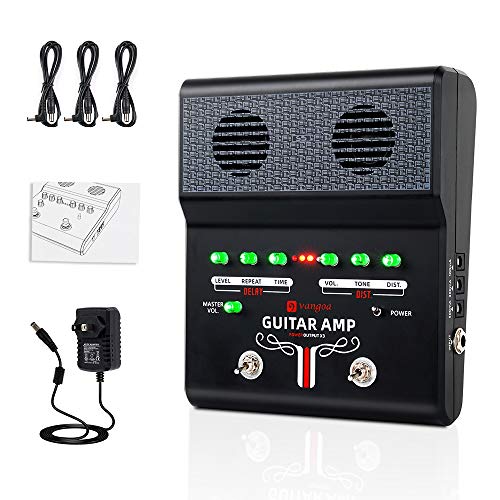 Electric Guitar Amp, Guitar Amplifier with Built-in Effects, Mini Practice Guitar Effect Amp Rechargeable Portable Amplifier with 3 Power Outlets, AUX IN and Headphone Jack