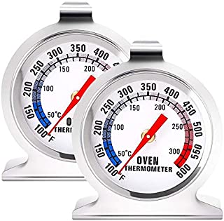 Anvin Oven Thermometers Large Dial Oven Grill Monitoring Cooking Thermometer with Dual-Scale 50-300°C/100-600°F for BBQ Baking, Hooks or Stands Alone Thermometers Durable Steel (Pack of 2)