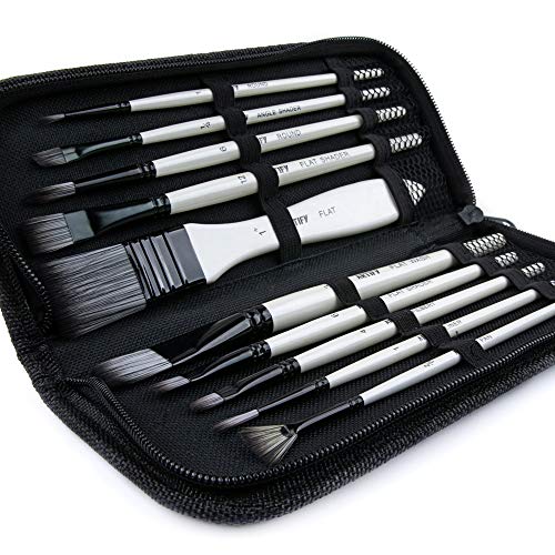 ARTIFY 10 Pcs Paint Brush Set Includes a Carrying Case Perfect for Acrylic, Oil, Watercolor and Gouache Painting