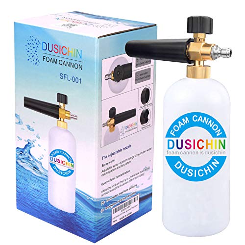 DUSICHIN SFL-001 Foam Cannon Snow Foam Lance Pressure Washer Jet Wash Quick Release Adjustable Nozzle 1/4 Inch Male Fitting Foam Dispenser