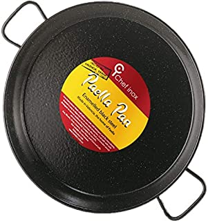 Garcima 16-Inch Enameled Steel Paella Pan, 40cm, Medium, Black