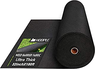 HOOPLE Garden Weed Barrier. Premium Pro Ultra Thick Landscape Fabric, Weeds Control for Flower Bed, Mulch, Pavers, Edging, Garden Stakes, Heavy Duty Outdoor Project. Black (32inch X 180ft)
