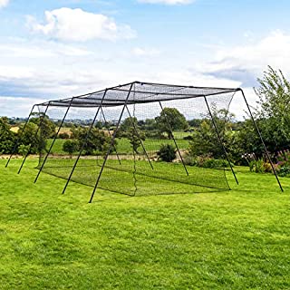 Fortress Trapezoid Baseball Batting Cage [Complete Package] - Softball Hitting Cage Net (55ft Cage - Internal Net)