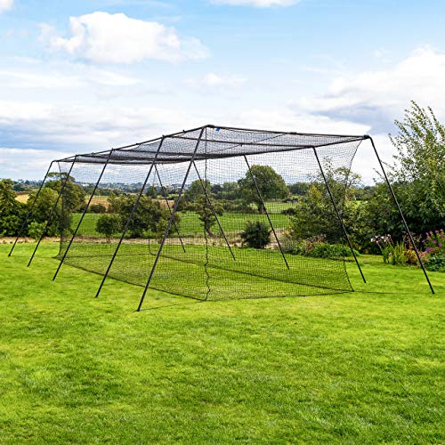 Fortress Trapezoid Baseball Batting Cage [Complete Package] - Softball Hitting Cage Net (55ft Cage - Internal Net)