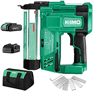 KIMO 20V 18 Gauge Cordless Brad Nailer/Stapler Kit, 2 in 1 Cordless Nail/Staple Gun w/Lithium-Ion Battery&Fast Charger, 18GA Nails/Staples, Single or Contact Firing for Home Improvement, Woodworking