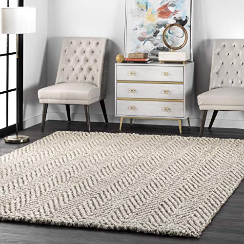 nuLOOM Vania Chevron Jute Rug, 5' x 8', Off White