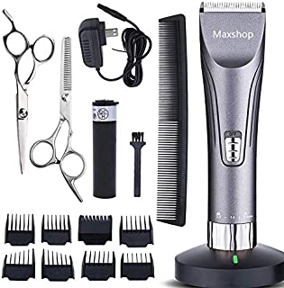 Cordless Men's Hair Clippers, Maxshop Hair Trimmer Professional Hair Cutting & Grooming Kit For Men with Rechargeable Battery (Grey)