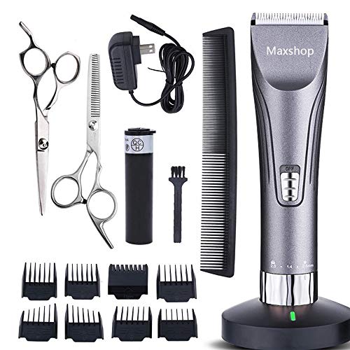 Cordless Men's Hair Clippers, Maxshop Hair Trimmer Professional Hair Cutting & Grooming Kit For Men with Rechargeable Battery (Grey)