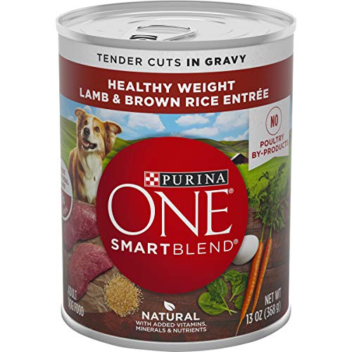 Purina ONE Weight Management, Natural Wet Dog Food, SmartBlend Healthy Weight Tender Cuts Lamb & Brown Rice - (12) 13 oz. Cans