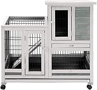 Esright Rabbit Hutch 37'' Rabbit Cage for Small Animals Indoor & Outdoor