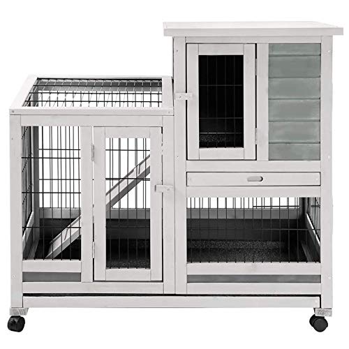 Esright Rabbit Hutch 37'' Rabbit Cage for Small Animals Indoor & Outdoor