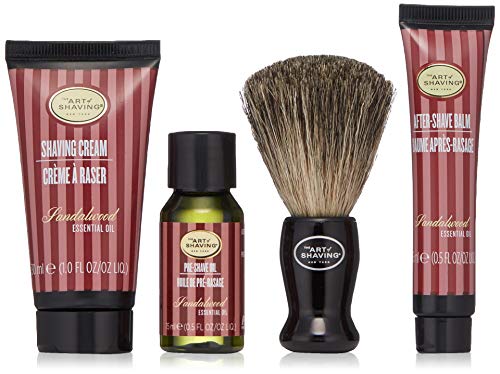 The Art of Shaving Shaving Kit for Men - 4 Elements of the Perfect Shave with Shaving Cream, Shaving Brush, After Shave Balm, & Pre Shave Oil, Sandalwood