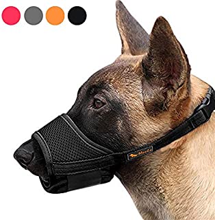 Heele Dog Muzzle Nylon Soft Muzzle Anti-Biting Barking SecureMesh Breathable Pets Mouth Cover for Small Medium Large Dogs(XL, Black)