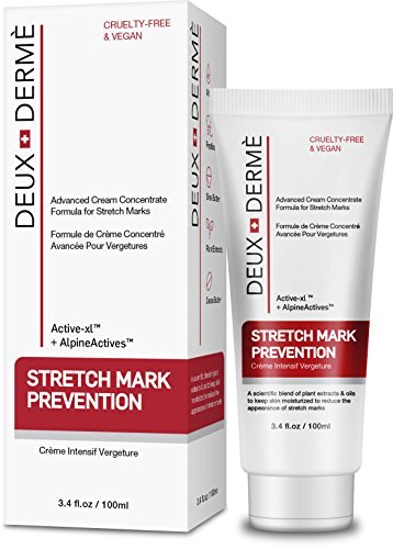 Deux Derme - Stretch Mark Prevention Cream, with Vitamin E, Cocoa Butter for Pregnancy, Weight Gain, 3.4 oz.