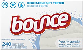 Bounce Fabric Softener Sheets, Free & Gentle, 240 Count, White