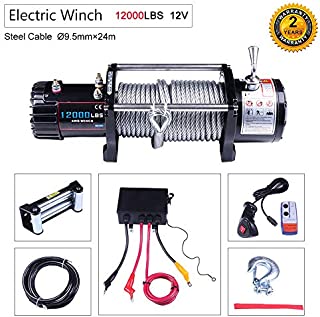 OCPTY Winches Waterproof Offroad 12000 lbs Load 12V Electric Winch with Clevis Hook and Fairlead,Control Box,Set of Bolts,Wireless Remote Control,Hand Remote Control,Negative Wire,Instruction Manual