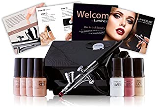 Luminess Air Basic Airbrush System with 7-Piece Silk 4-IN-1 Airbrush Foundation & Cosmetic Starter Kit, Medium