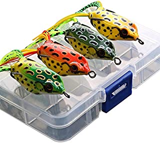 G.S YOZOH Frog Lures Topwater, Bass Fishing Lures Soft Swimbait Baits with Tackle Box for Bass Trout Snakehead Salmon, Pack of 4