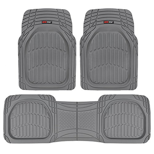 Motor Trend 923-GR Gray FlexTough Contour Liners-Deep Dish Heavy Duty Rubber Floor Mats for Car SUV Truck & Van-All Weather Protection, Universal Trim to Fit