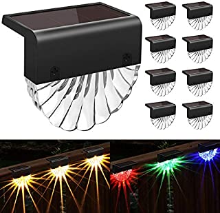 Solar Deck Lights Outdoor, 8 Pack Solar Step Light Waterproof Solar Fence Lights for Patio Stairs Post Pathway Porch Driveway Yard Garden DecorCIYOYO Warm White/LED Color Glow Lighting