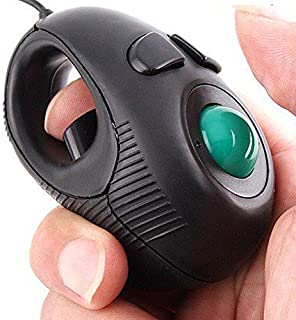 Ergonomic Handheld Trackball Mouse Wired Mini USB Portable Finger Travel Computer Right Left Handed Mice for PC Laptop Mac Window OS Linux Unix