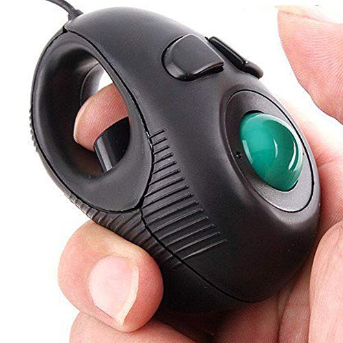 Ergonomic Handheld Trackball Mouse Wired Mini USB Portable Finger Travel Computer Right Left Handed Mice for PC Laptop Mac Window OS Linux Unix