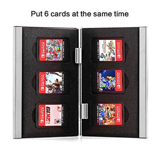 Premium Game Card Case for Nintendo Switch, Aluminum Game Cartridge Holder for Nintendo Switch (Hold 6 Game Cards) - Silver