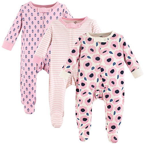 Touched by Nature unisex baby Organic Cotton and Play Sleepers, Blossoms, 3-6 Months US