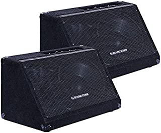 Sound Town 2-Pack Powered DJ PA Stage Monitor Speakers METIS-12MPW-PAIR 12 500W with Compression Driver for Live Sound, Bar, Church