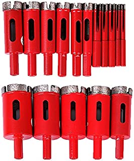 14Pcs 6-35mm Diamond Drill Bits Set, Marble Concrete Masonry Coated Hole Saw Sets Drilling Cutters Glass and Tile Hollow Core Drill Bits Extractor Remover Cutting Tools for Granite Ceramic Porcelain