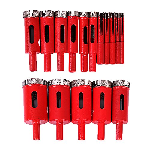 14Pcs 6-35mm Diamond Drill Bits Set, Marble Concrete Masonry Coated Hole Saw Sets Drilling Cutters Glass and Tile Hollow Core Drill Bits Extractor Remover Cutting Tools for Granite Ceramic Porcelain