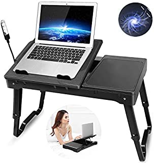 GPCT Laptop Table for Bed, Bed Table Trays for Eating and Laptops with Adjustable Laptop Stand, Multi-Functional Lap Desk with Internal Cooling Pad, LED Desk Lamp, 4 Port USB Hub, Mouse Pad