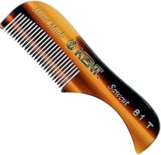 Kent A 81T X-Small Gentleman's Beard and Mustache Pocket Comb, Fine Toothed Pocket Size for Facial Hair Grooming and Styling. Saw-cut of Quality Cellulose Acetate, Hand Polished. Hand-Made in England