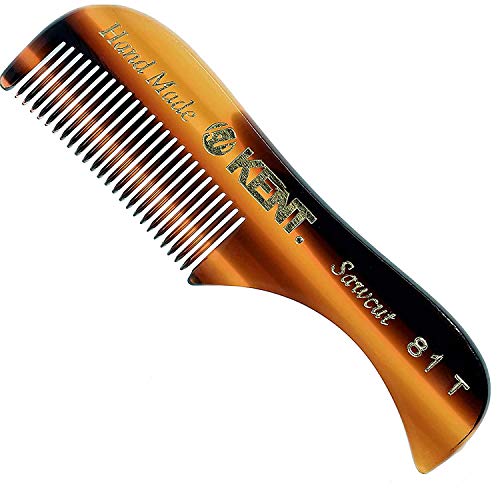 Kent A 81T X-Small Gentleman's Beard and Mustache Pocket Comb, Fine Toothed Pocket Size for Facial Hair Grooming and Styling. Saw-cut of Quality Cellulose Acetate, Hand Polished. Hand-Made in England