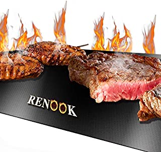 RENOOK Grill Mat, Heavy Duty 600 Degree Non Stick BBQ Mats, Easy to Clean & Reusable, Gas Charcoal Electric Griling Accessories, Best for Outdoor Barbecue Baking and Oven Liner, Set of 2, 20 x17-Inch